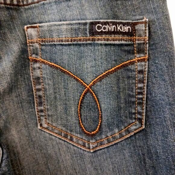 Brooke Y2K Calvin Klein Jeans Women's Sz 28 Dark Blue Denim Embroidered VINTAGE - Picture 7 of 16